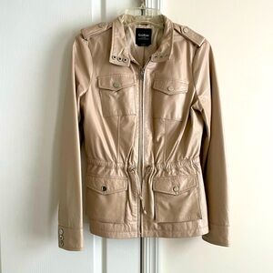 Bebe Beige Leather Jacket size Medium